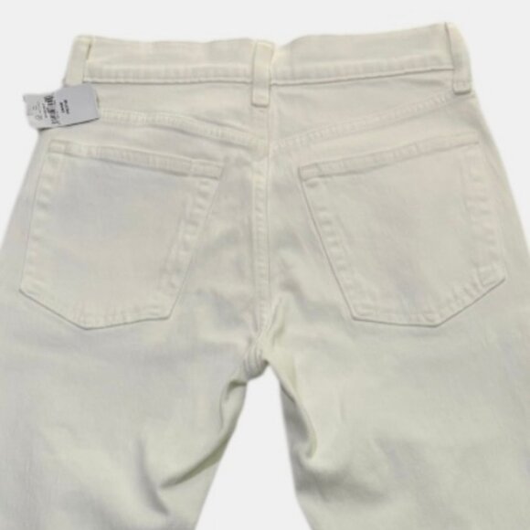 Gap Cheeky Straight High Rise White Denim Jeans 24/00 Petite 5Pocket Raw Hem NWT - Picture 9 of 10